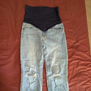 Pinkblush Light Blue Flare Jeans with Black Waistband